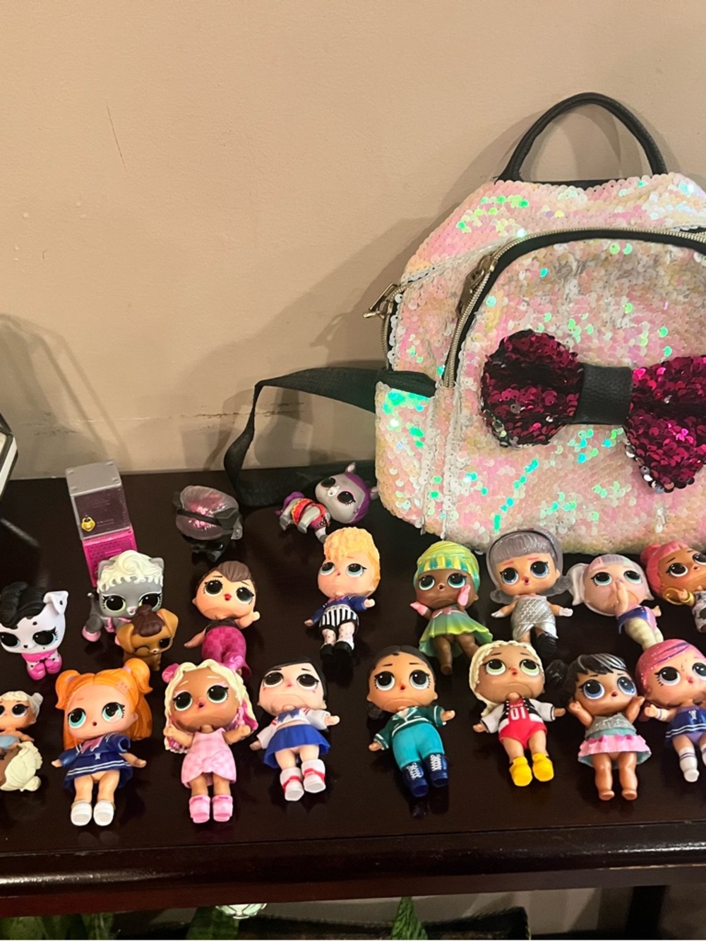 L.O.L. Surprise! Pink Sequin Bow Kids Backpack and Doll  bundle